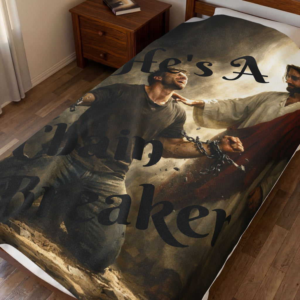 Christian "He's A Chain Breaker" Velveteen Plush Blanket
