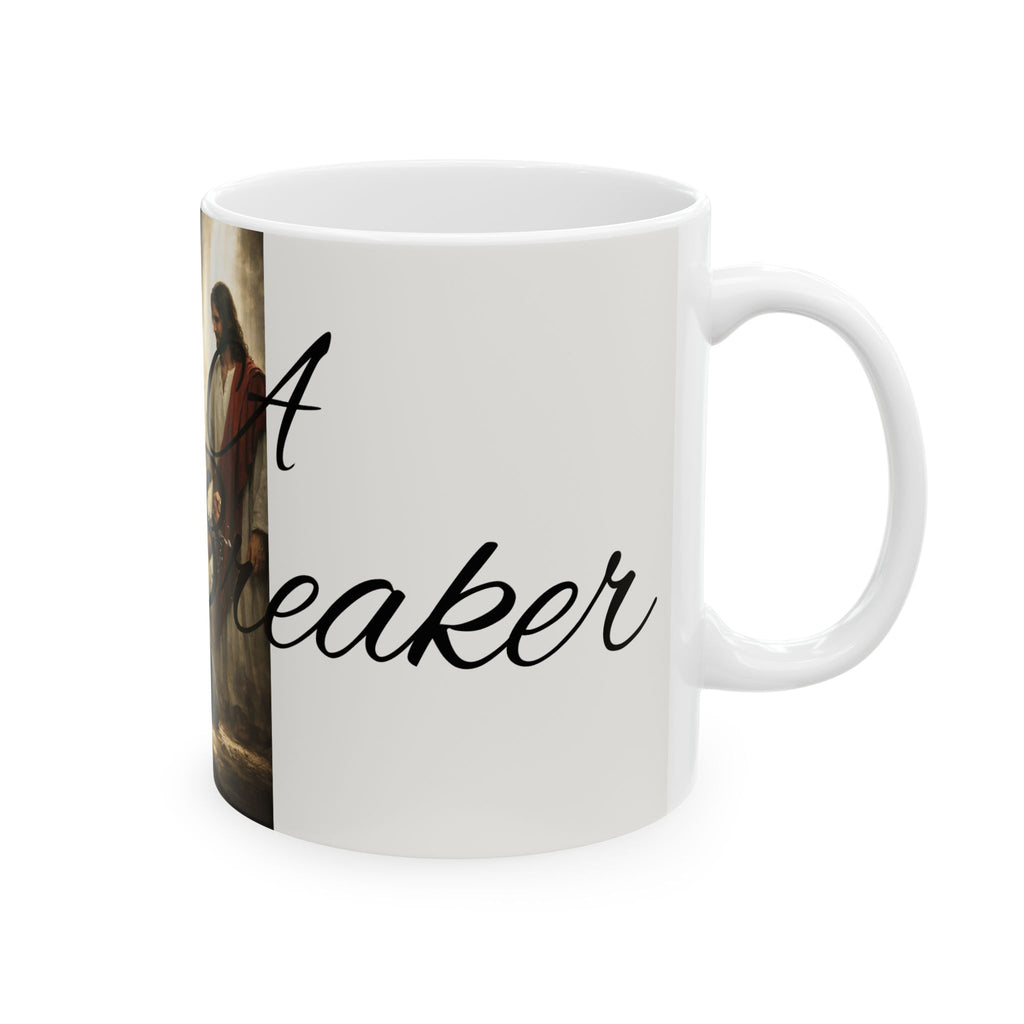 Christian Prayer Mug - "He's A Chain Breaker" Inspirational Ceramic Coffee Cup