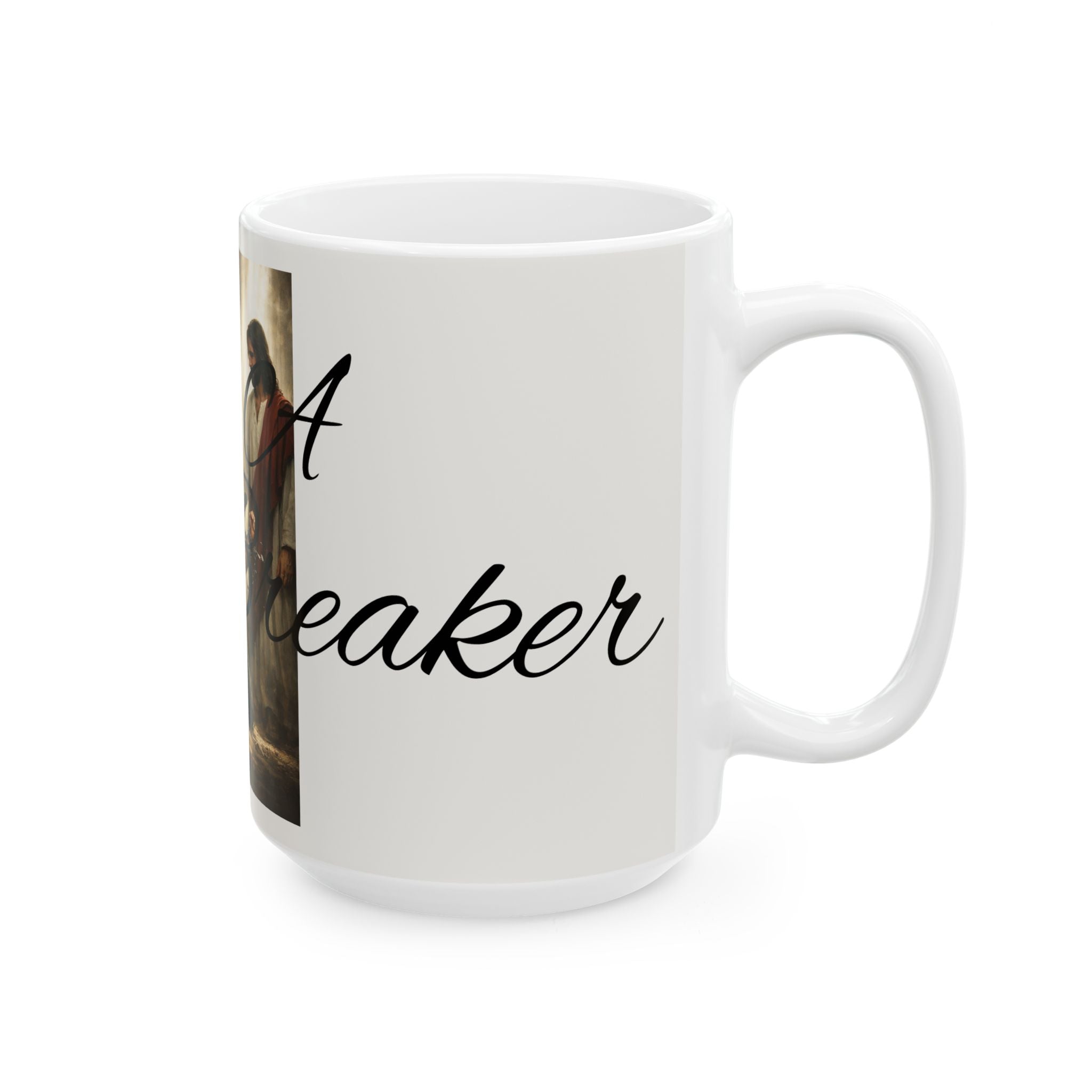Christian Prayer Mug - "He's A Chain Breaker" Inspirational Ceramic Coffee Cup