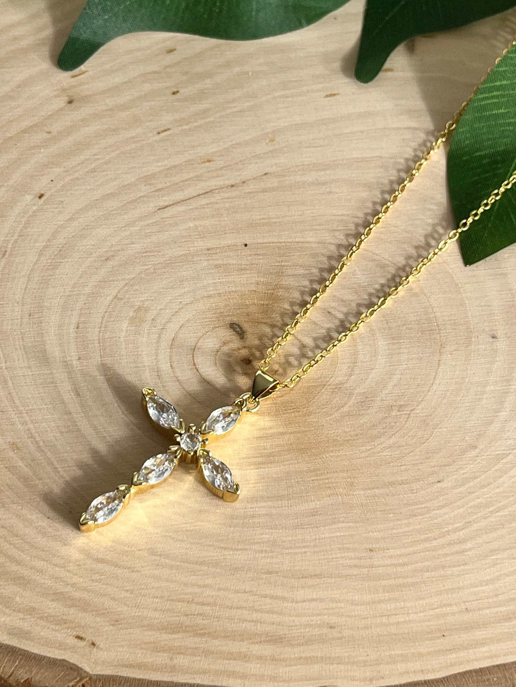 Saved Gold Necklace – 18K Gold-Filled Crystal Cross Pendant