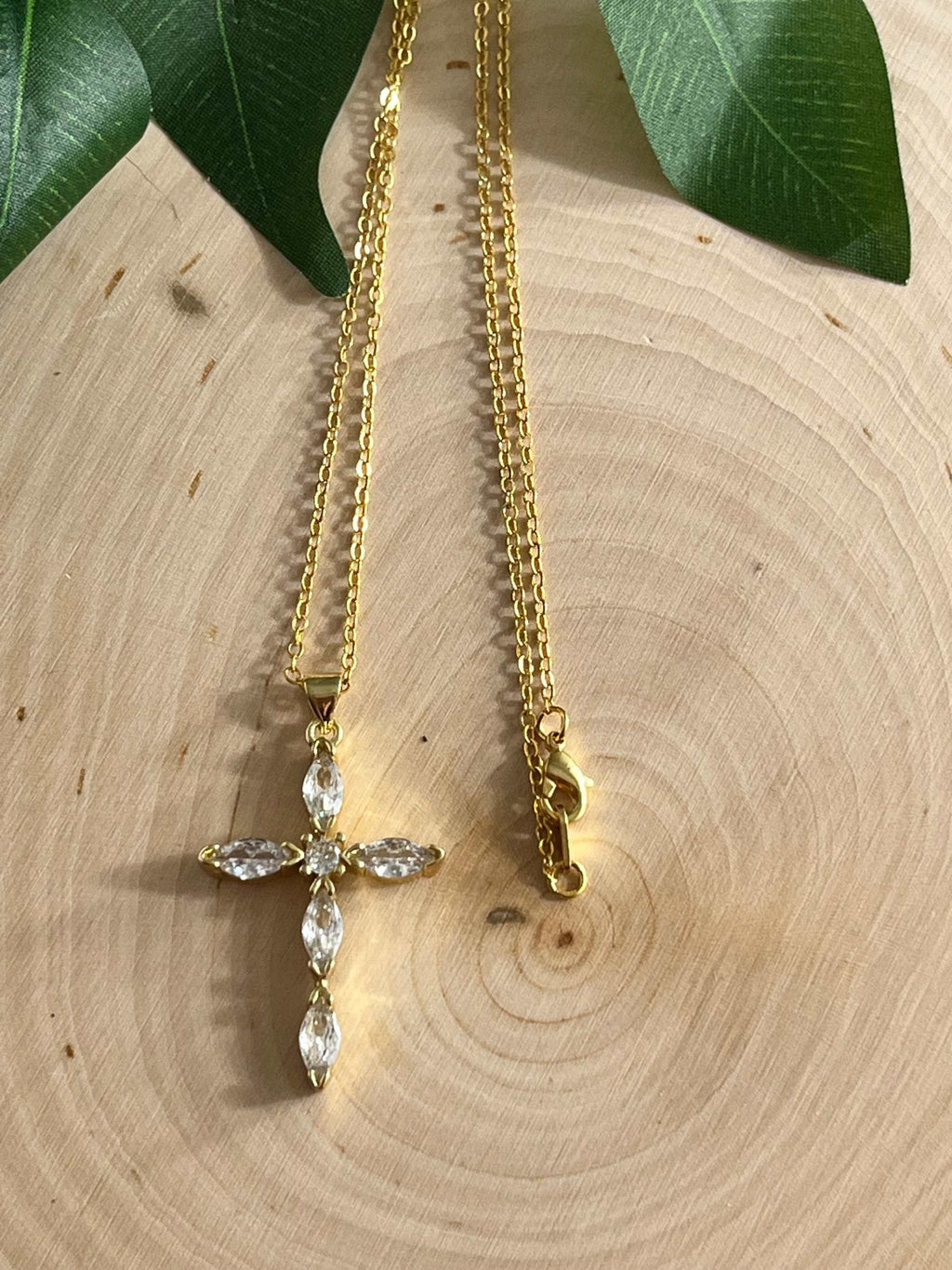 Saved Gold Necklace – 18K Gold-Filled Crystal Cross Pendant