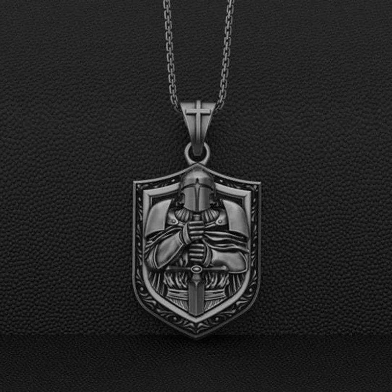 Mystic Vintage Christian Knight Crusader Pendant – Faith Necklace for Men