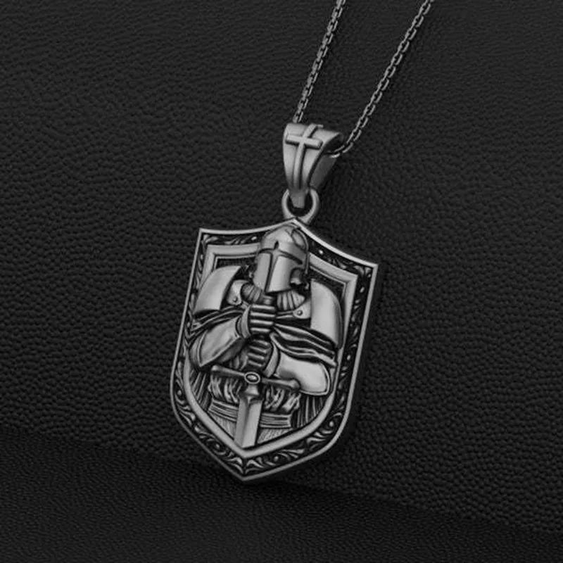 Mystic Vintage Christian Knight Crusader Pendant – Faith Necklace for Men