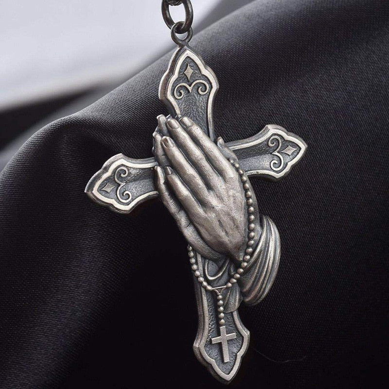 Jesus Cross Pendant Necklace – Unisex Metal Amulet
