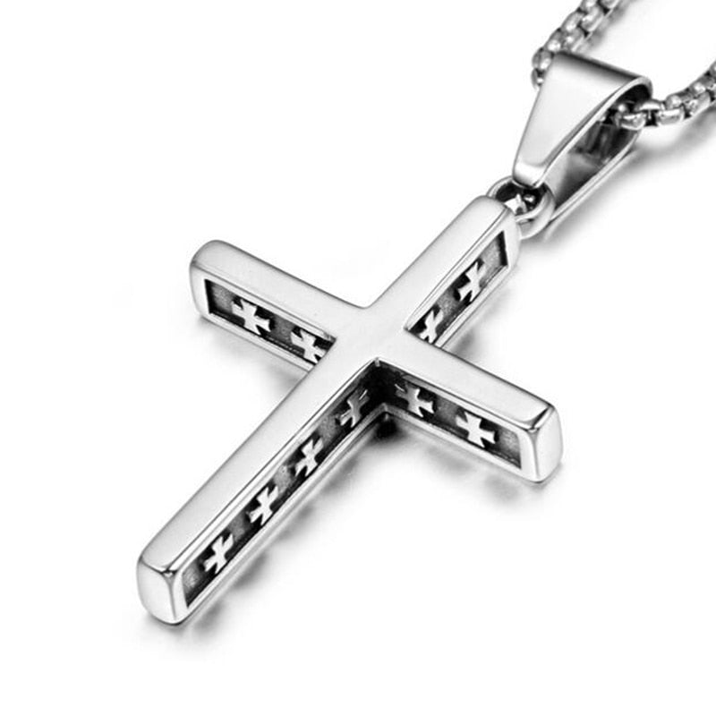 Jesus Cross Pendant Necklace – Unisex Metal Amulet