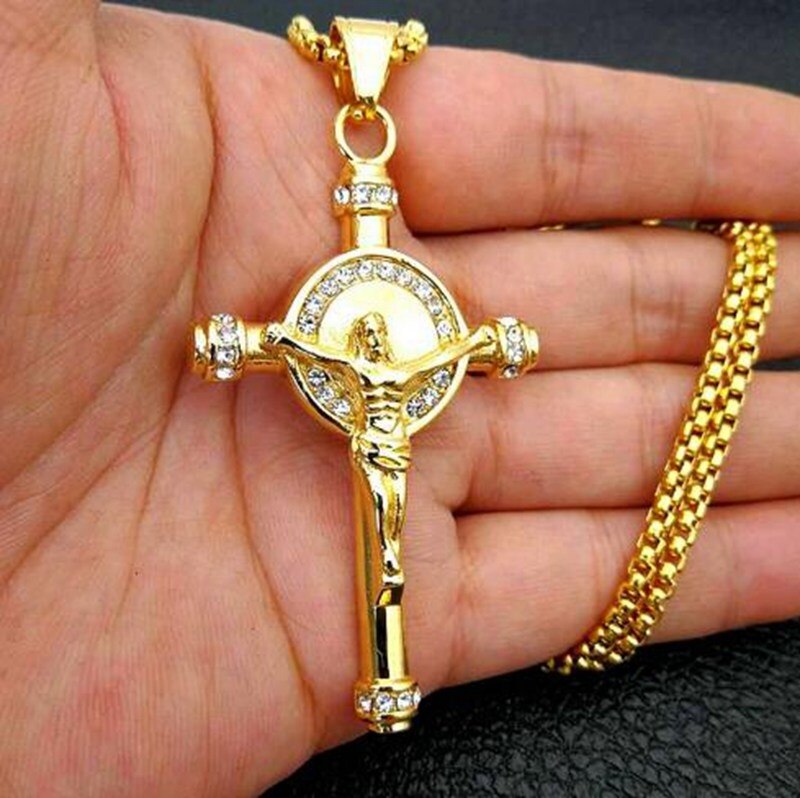 Jesus Cross Pendant Necklace – Unisex Metal Amulet