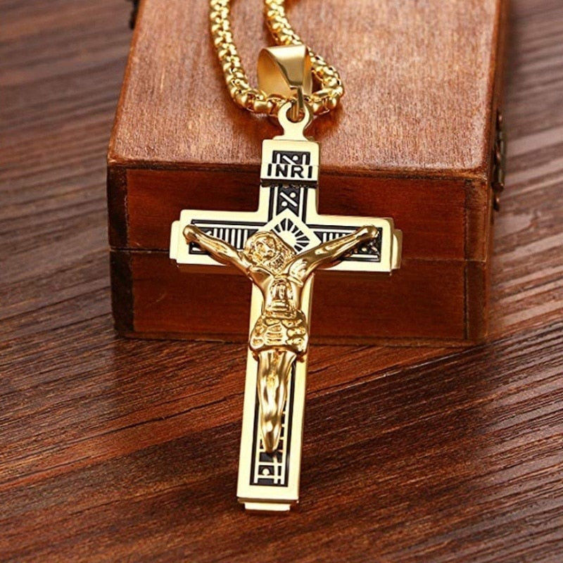 Jesus Cross Amulet Pendant – Catholic Christian Necklace
