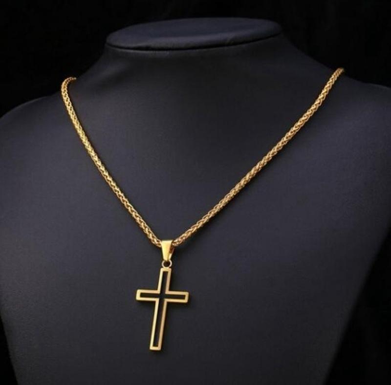 Jesus Cross Pendant Necklace – Unisex Metal Amulet