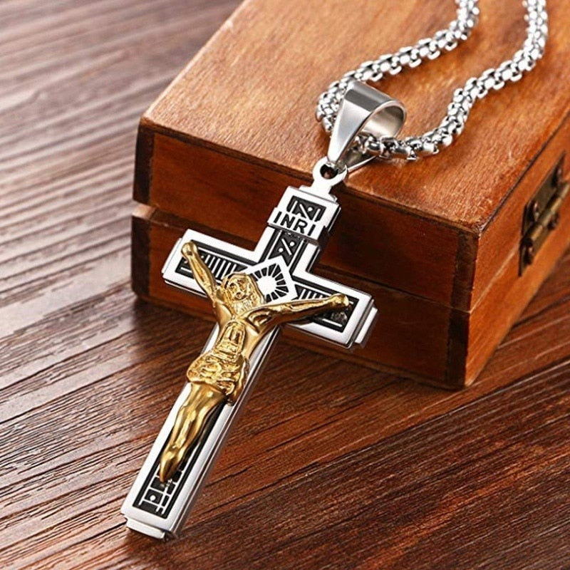Jesus Cross Amulet Pendant – Catholic Christian Necklace