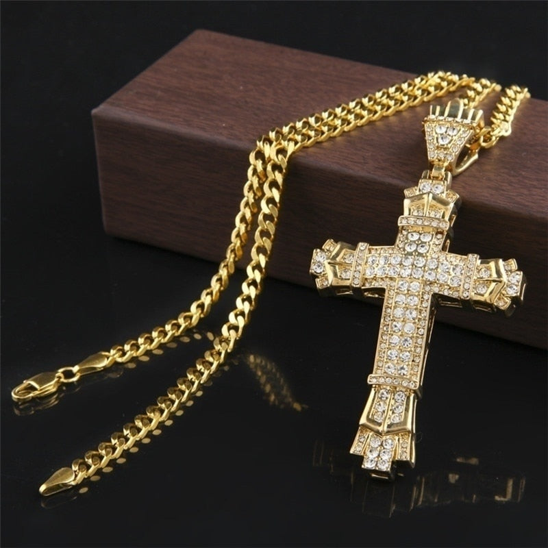 Jesus Cross Pendant Necklace – Unisex Metal Amulet