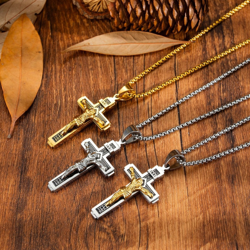 Jesus Cross Amulet Pendant – Catholic Christian Necklace
