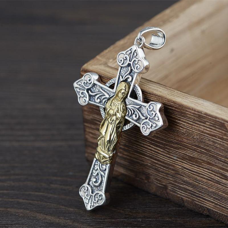 Jesus Cross Pendant Necklace – Unisex Metal Amulet