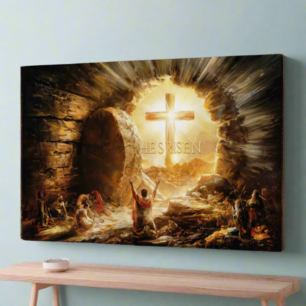 He Is Risen - Gallery Wrapped Canvas - Jesus Resurrection, Christian Easter Wall Art