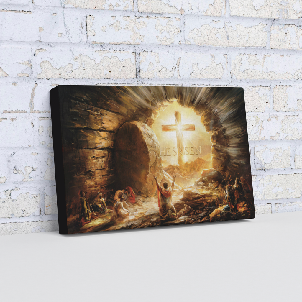 He Is Risen - Gallery Wrapped Canvas - Jesus Resurrection, Christian Easter Wall Art