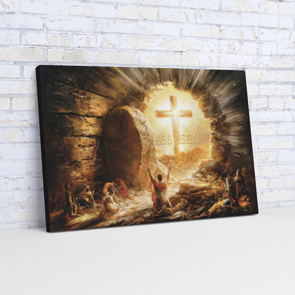 He Is Risen - Gallery Wrapped Canvas - Jesus Resurrection, Christian Easter Wall Art