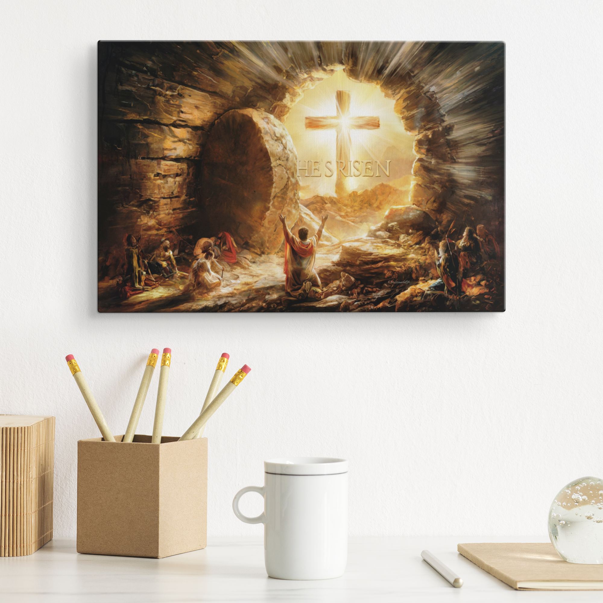He Is Risen - Gallery Wrapped Canvas - Jesus Resurrection, Christian Easter Wall Art