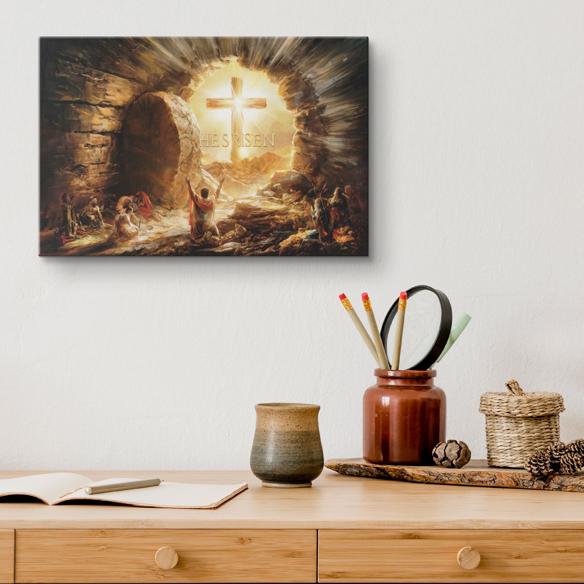 He Is Risen - Gallery Wrapped Canvas - Jesus Resurrection, Christian Easter Wall Art