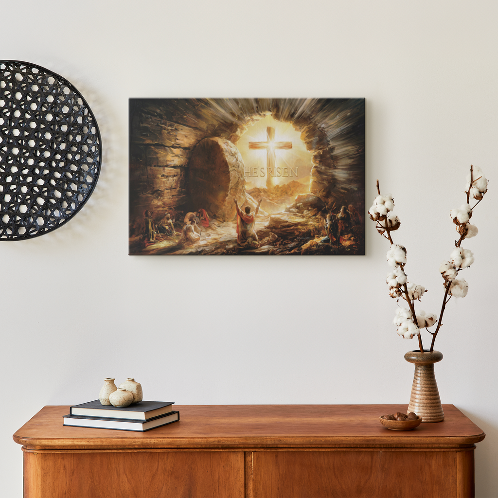 He Is Risen - Gallery Wrapped Canvas - Jesus Resurrection, Christian Easter Wall Art