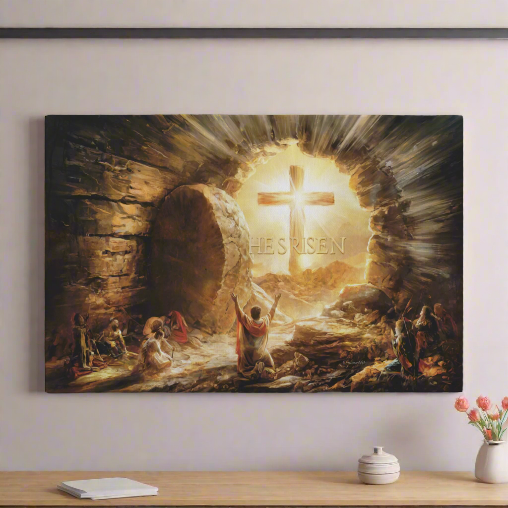 He Is Risen - Gallery Wrapped Canvas - Jesus Resurrection, Christian Easter Wall Art
