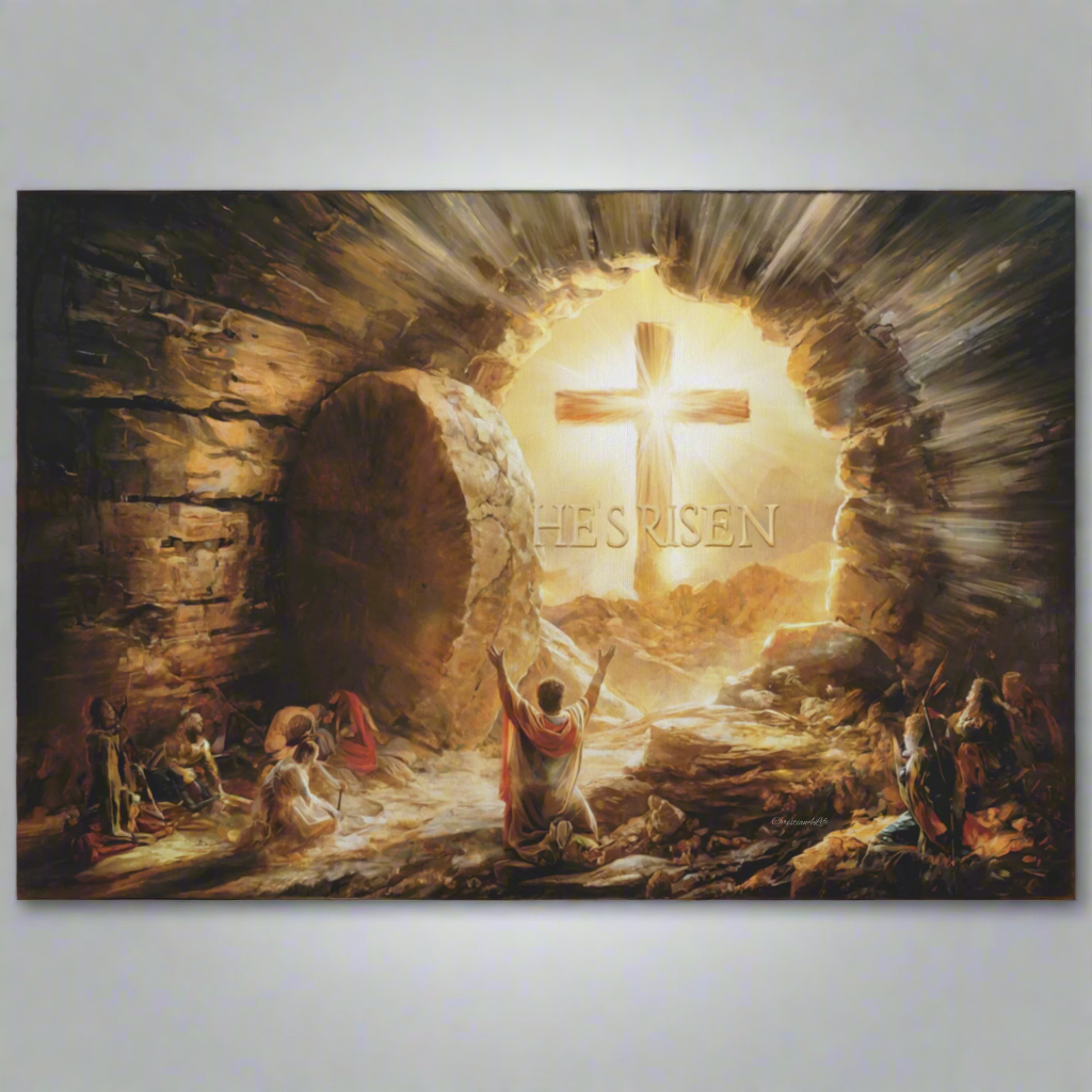 He Is Risen - Gallery Wrapped Canvas - Jesus Resurrection, Christian Easter Wall Art