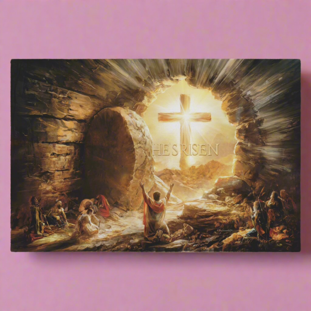He Is Risen - Gallery Wrapped Canvas - Jesus Resurrection, Christian Easter Wall Art