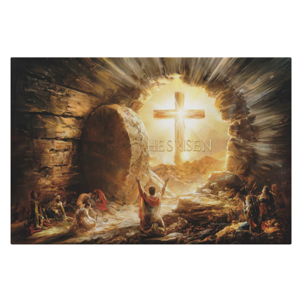 He Is Risen - Gallery Wrapped Canvas - Jesus Resurrection, Christian Easter Wall Art