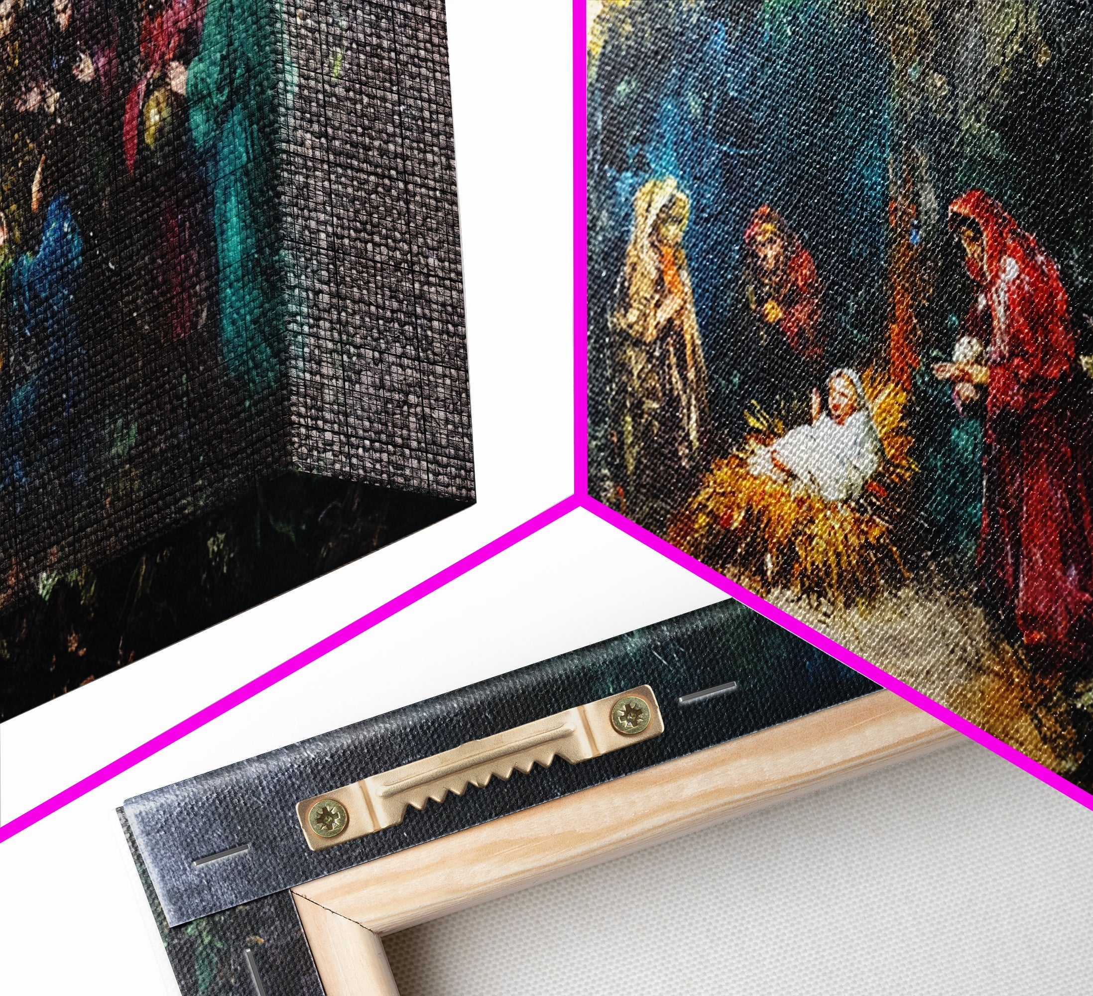 Modern Abstract Oil Painting Print of Nativity - Framed Canvas Print - Christrmas Art - Christian Wall Art - Christmas Home Decor