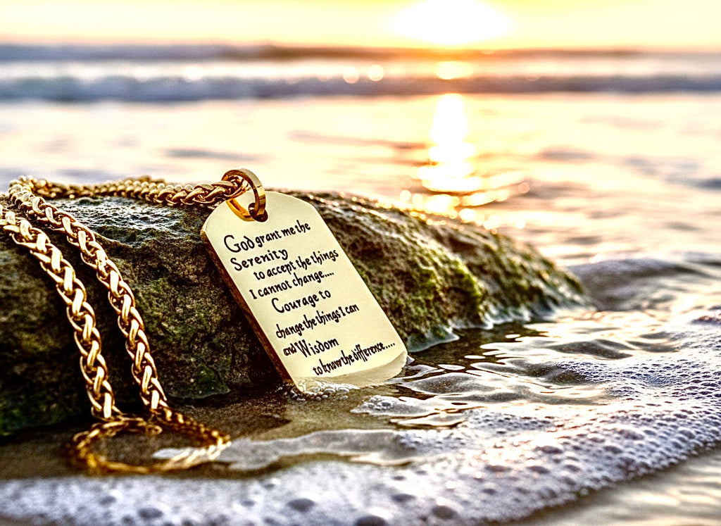 Serenity Prayer Necklace – Christian Dog Tag Pendant for Men & Boys
