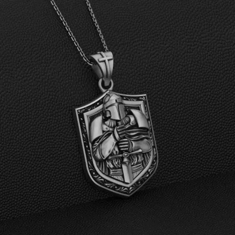 Mystic Vintage Christian Knight Crusader Pendant – Faith Necklace for Men
