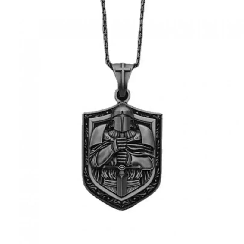 Mystic Vintage Christian Knight Crusader Pendant – Faith Necklace for Men