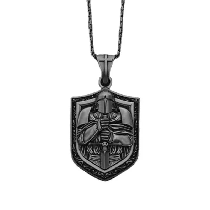 Mystic Vintage Christian Knight Crusader Pendant – Faith Necklace for Men