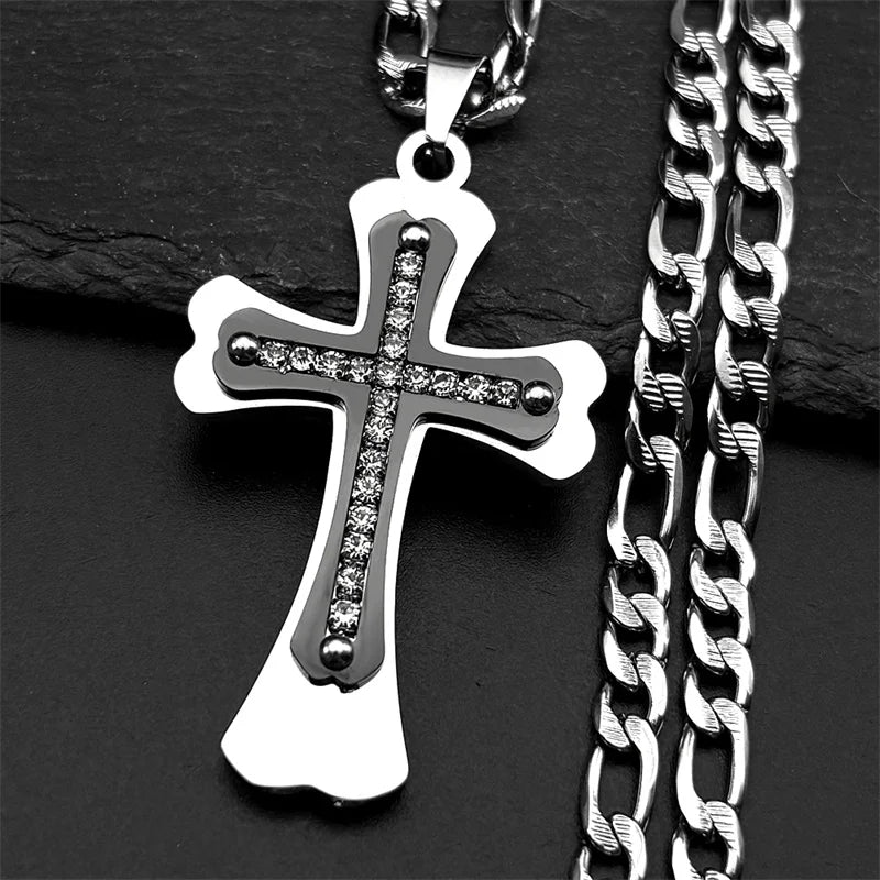 Men's Gold Cross Necklace | Stainless Steel Faith Jewelry