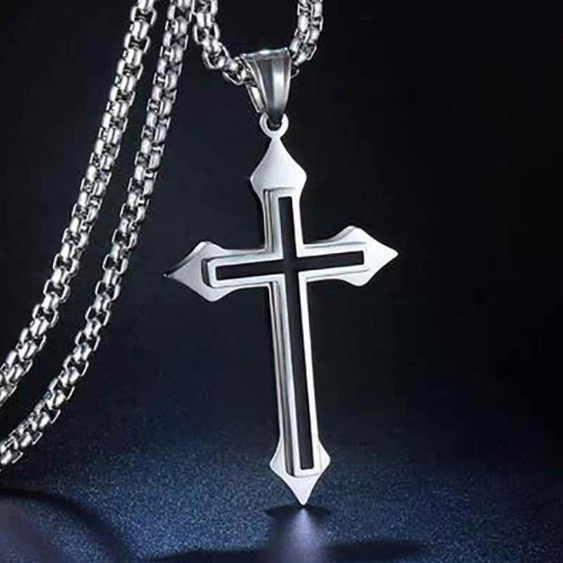 Jesus Cross Pendant Necklace – Unisex Metal Amulet
