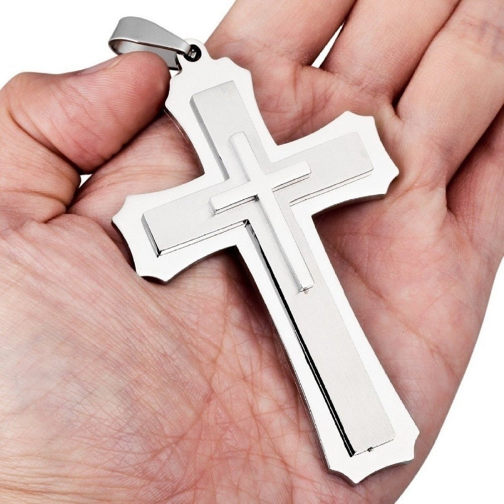 Jesus Cross Pendant Necklace – Unisex Metal Amulet