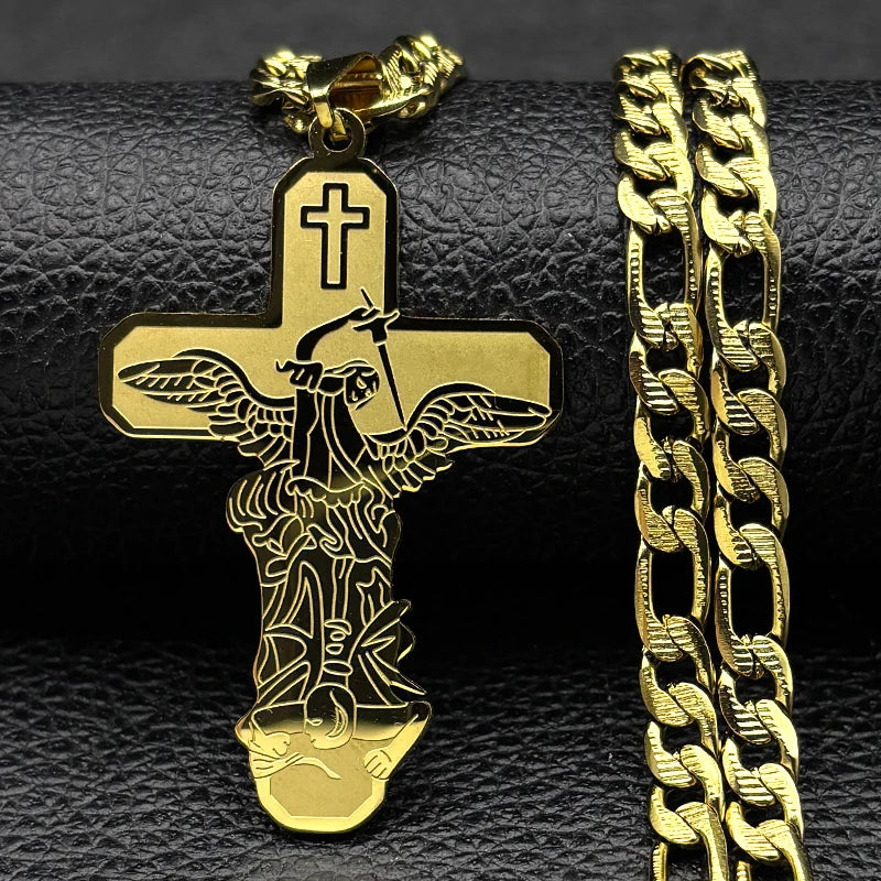 Men's Gold Cross Necklace | Stainless Steel Faith Jewelry