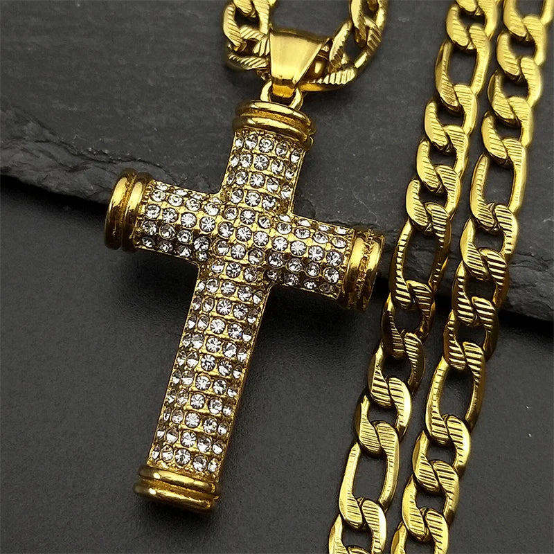 Men's Gold Cross Necklace | Stainless Steel Faith Jewelry