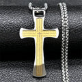 Men's Christian Cross Prayer Necklace | Gold Stainless Steel