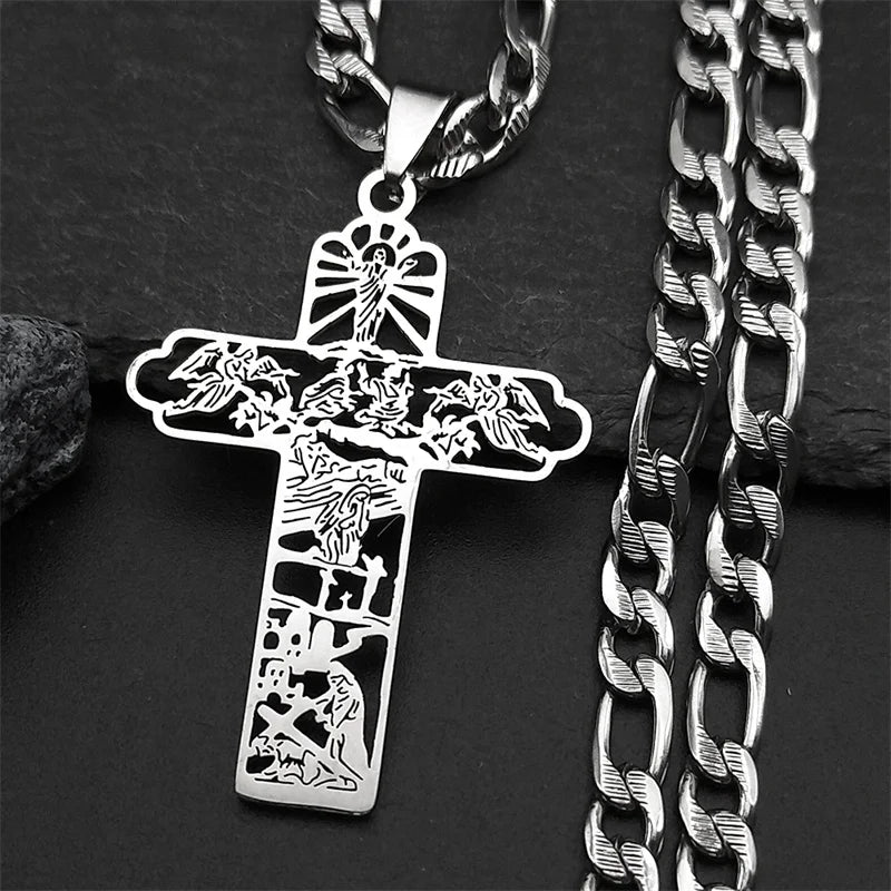Men's Gold Cross Necklace | Stainless Steel Faith Jewelry