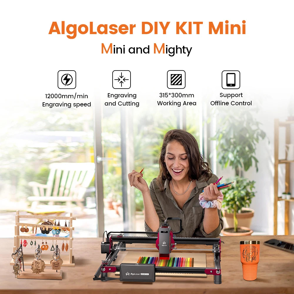AlgoLaser DIY 5W Woodworking Laser Engraver Cutter 12000mm/min CNC Off-line Begginner Table Glass Wood Engraving Machine Tools