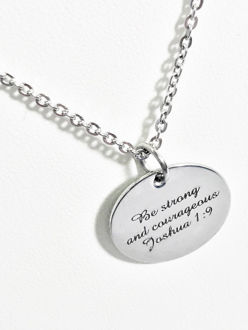 Christian Necklace, Be Strong And Courageous Necklace, Christian Jewelry, Christian Scripture Gifts, Stainless Necklace, Joshua 1:9 Necklace