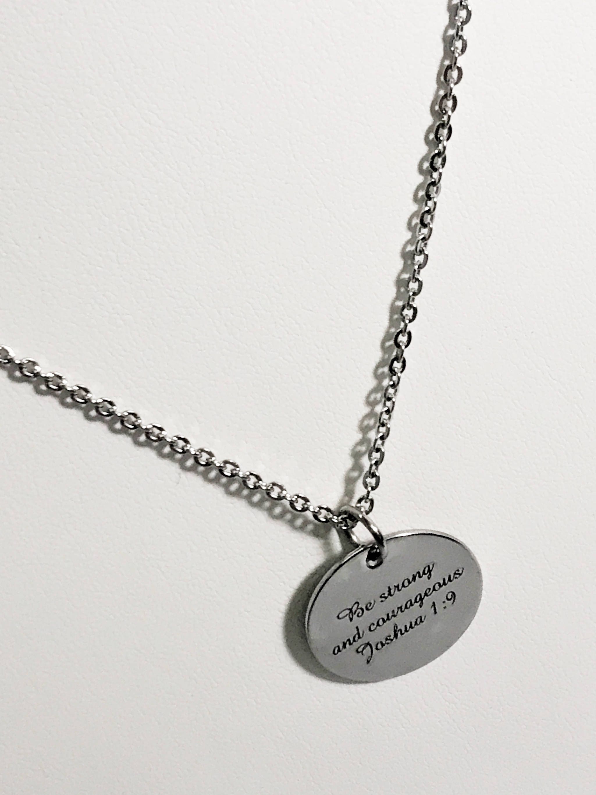 Christian Necklace, Be Strong And Courageous Necklace, Christian Jewelry, Christian Scripture Gifts, Stainless Necklace, Joshua 1:9 Necklace
