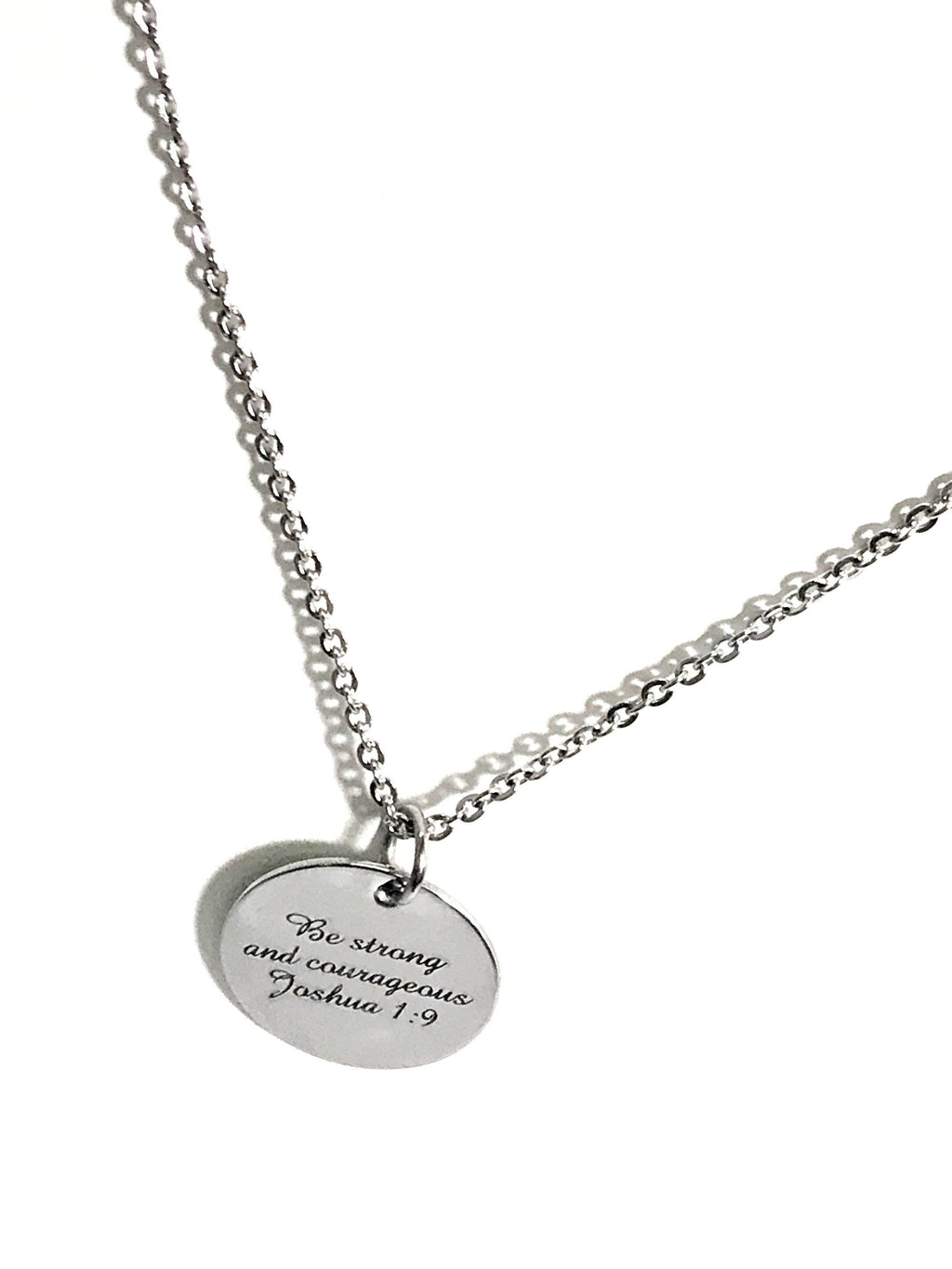 Christian Necklace, Be Strong And Courageous Necklace, Christian Jewelry, Christian Scripture Gifts, Stainless Necklace, Joshua 1:9 Necklace