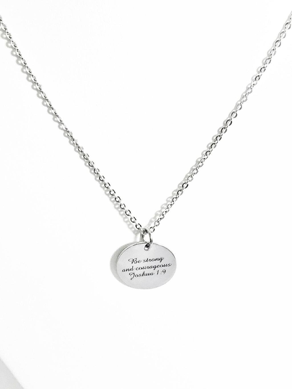Christian Necklace, Be Strong And Courageous Necklace, Christian Jewelry, Christian Scripture Gifts, Stainless Necklace, Joshua 1:9 Necklace