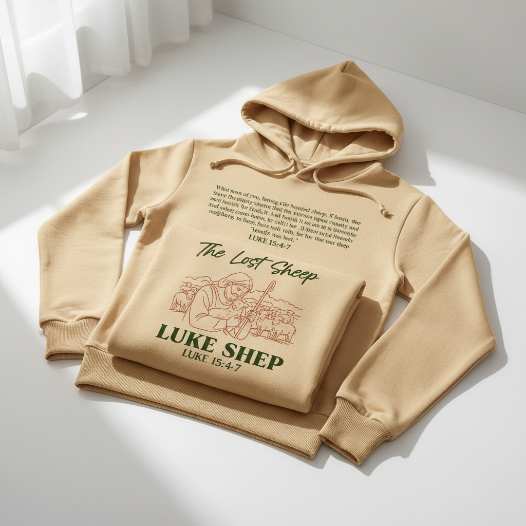 Parable of the Lost Sheep Bible verse sweatshirt front and back