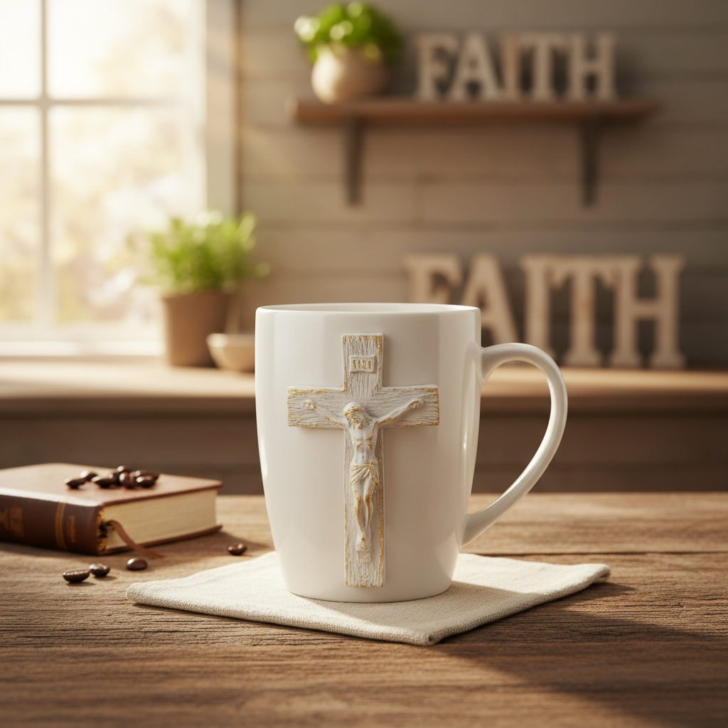 3D Jesus Cross Christian faith ceramic coffee mug